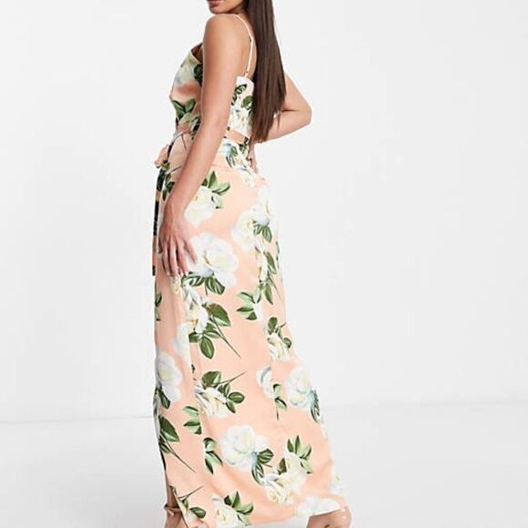 Liquorish Women's‎ Wrap Maxi Dress Elegant Party Floral Satin Size 10 - Picture 3 of 5
